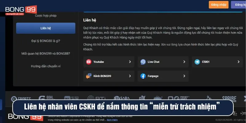 Liên hệ nhân viên CSKH để xem “miễn trừ trách nhiệm”
