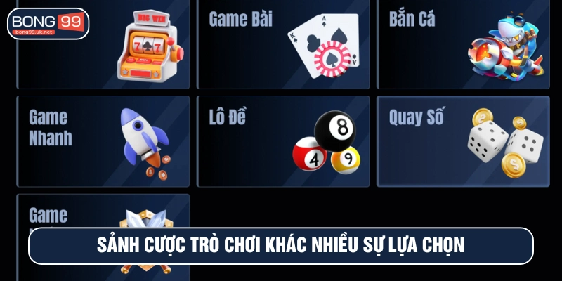 Người chơi có cơ hội đặt cược nhiều loại trò chơi khác
