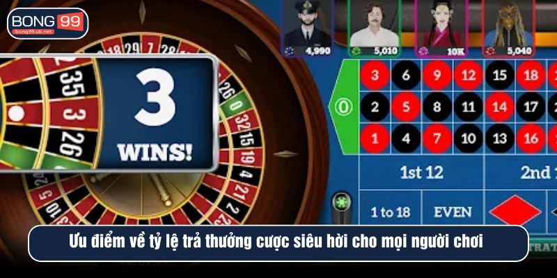 Ưu điểm về tỷ lệ trả thưởng cược siêu hời cho mọi người chơi tại BONG99