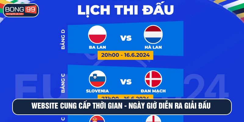 Website cung cấp thời gian - ngày giờ diễn ra giải đấu